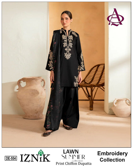 Embroidered Lawn Unstitched Summer Dress -DE-554