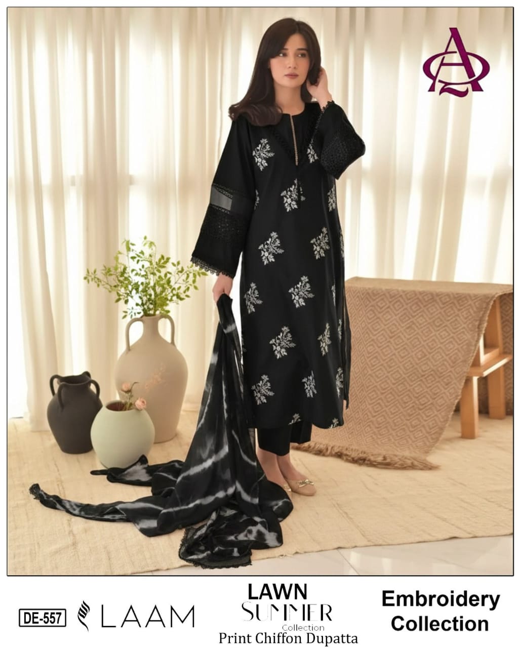 Embroidered Lawn Unstitched Summer Dress -DE-557
