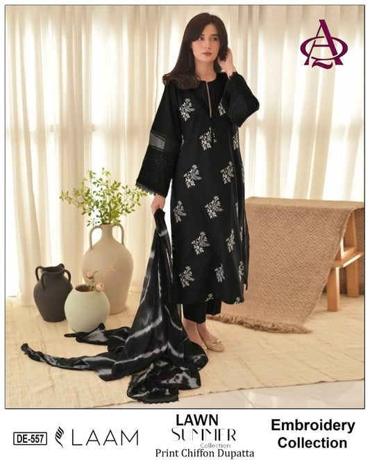 Embroidered Lawn Unstitched Summer Dress -DE-557