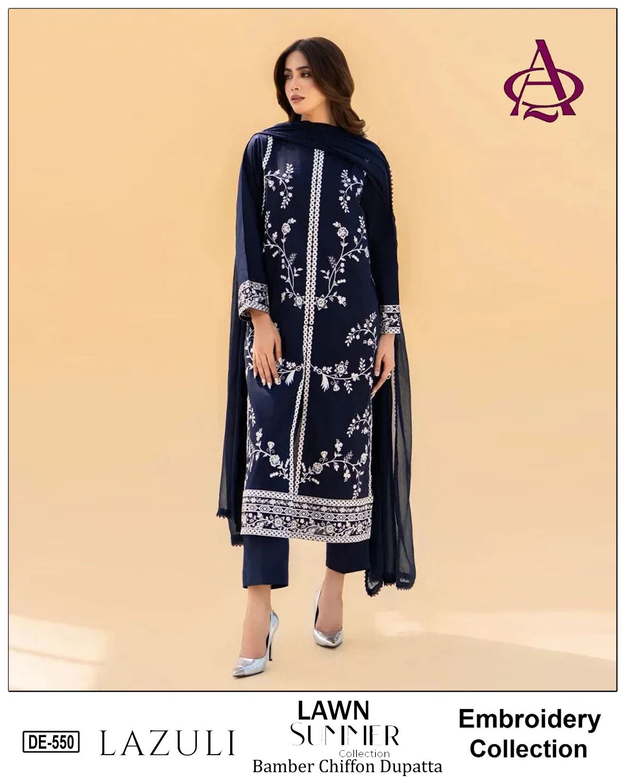 Embroidered Lawn Unstitched Summer Dress -DE-550