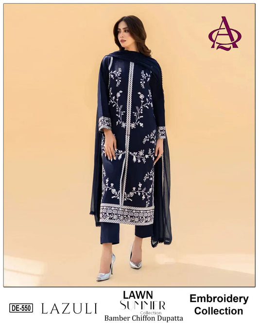 Embroidered Lawn Unstitched Summer Dress -DE-550