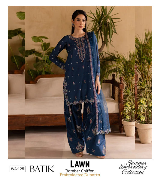 Embroidered Lawn Unstitched Summer Dress -WA-125