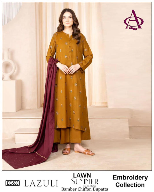 Embroidered Lawn Unstitched Summer Dress -DE-538