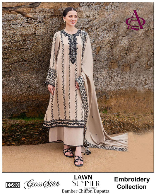 Embroidered Lawn Unstitched Summer Dress -DE-509