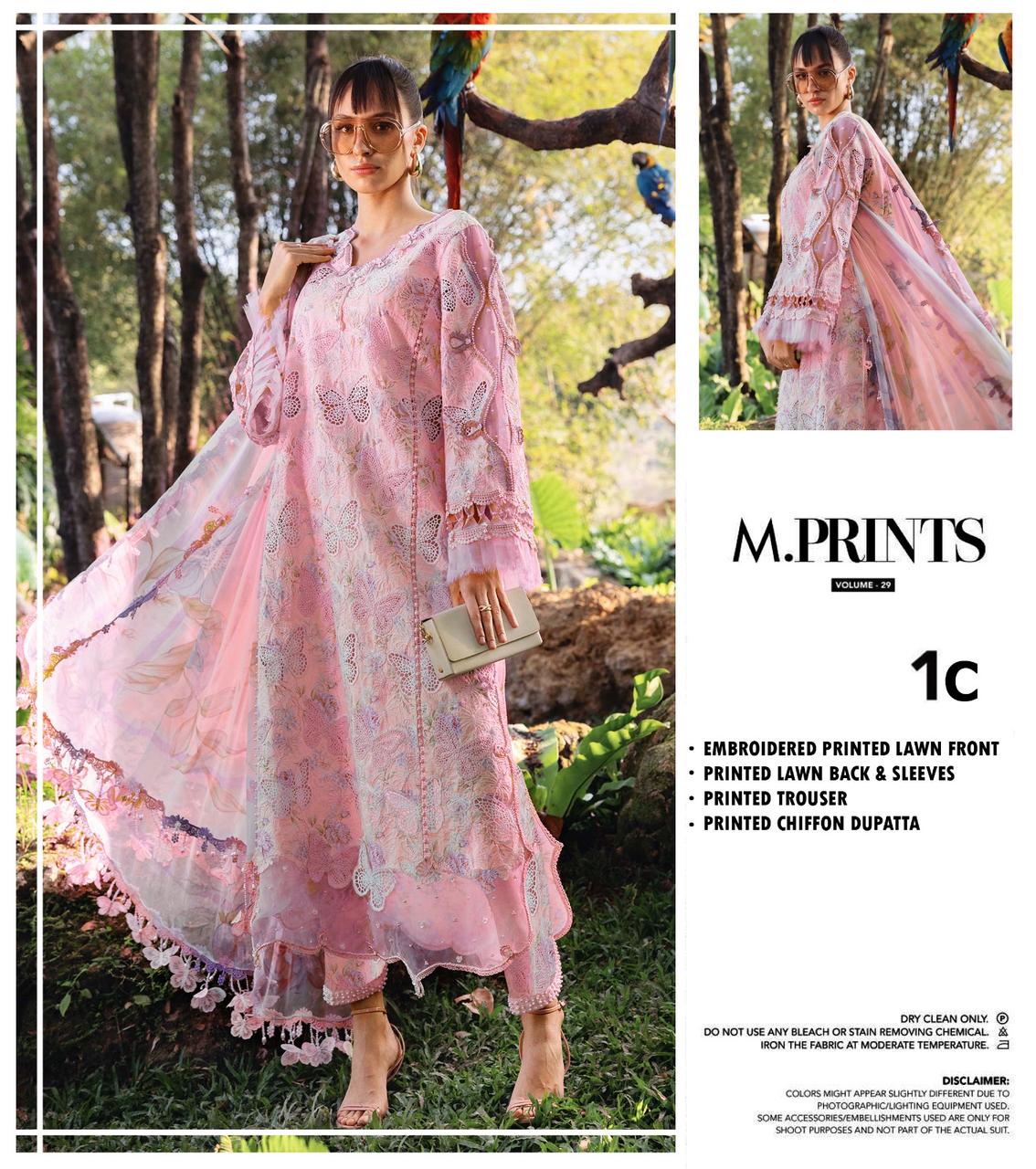 Embroidered Lawn Unstitched Summer Dress -1C