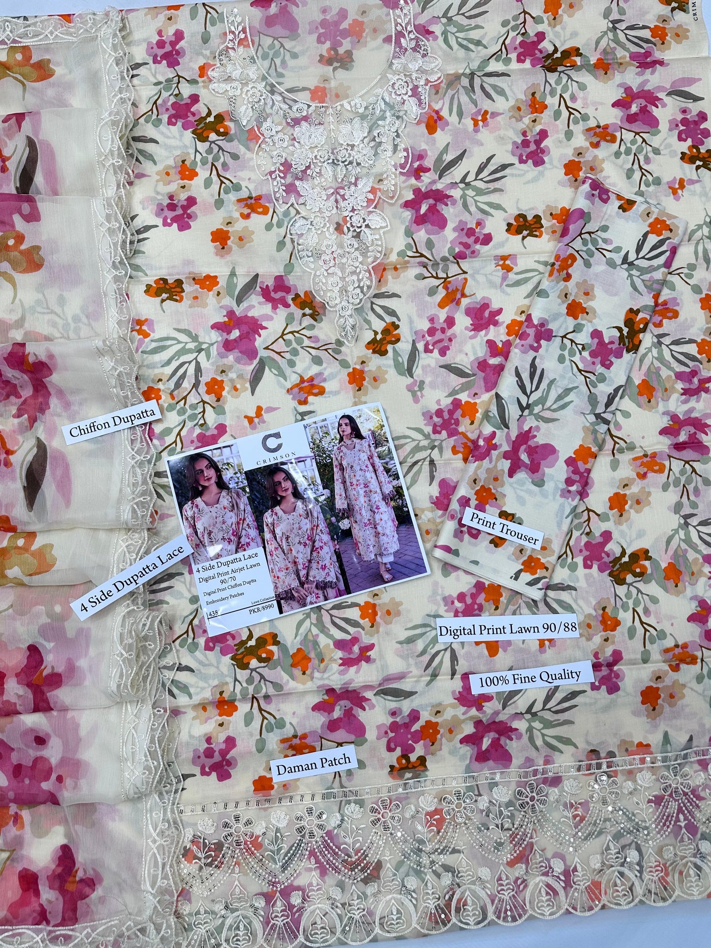 Embroidered Lawn Unstitched Summer Dress
