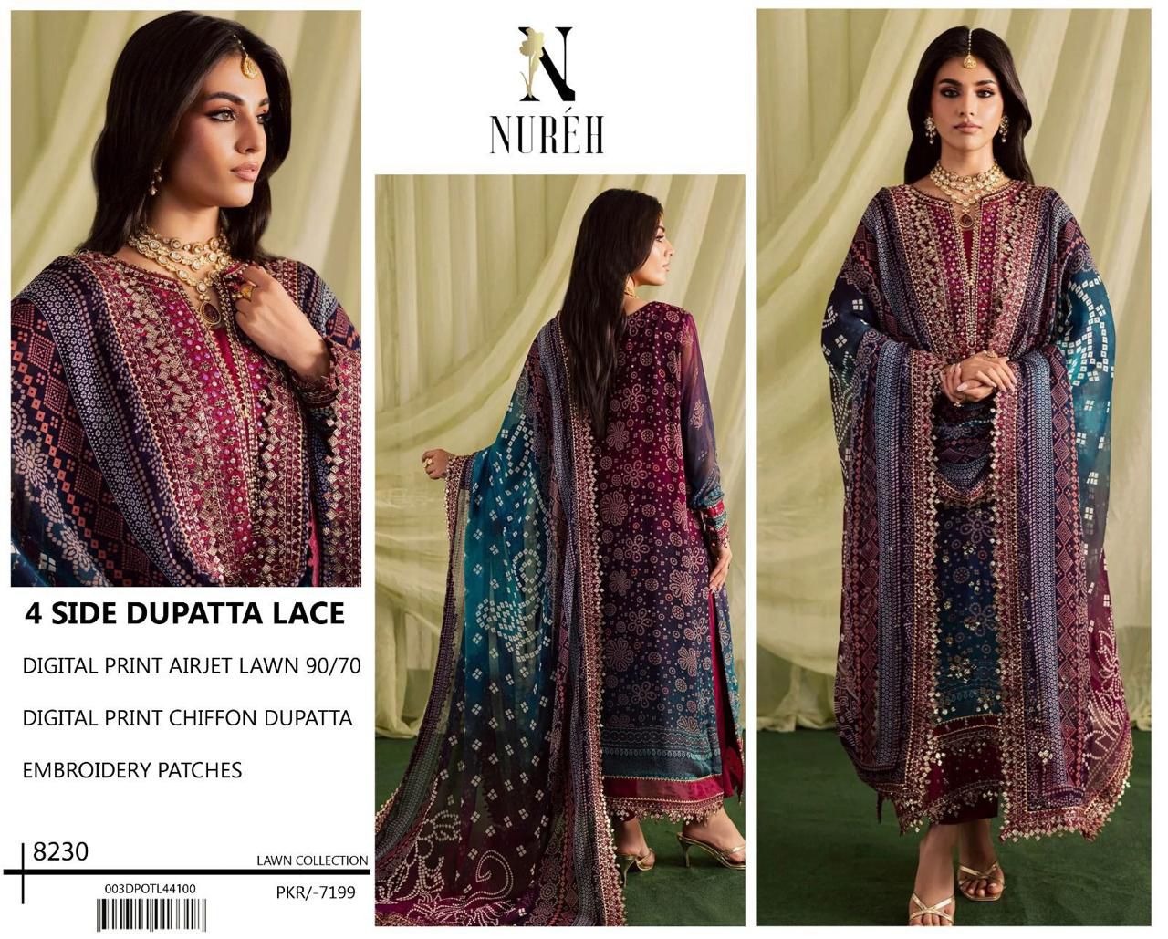 Embroidered Lawn Unstitched Summer Dress 8230-B