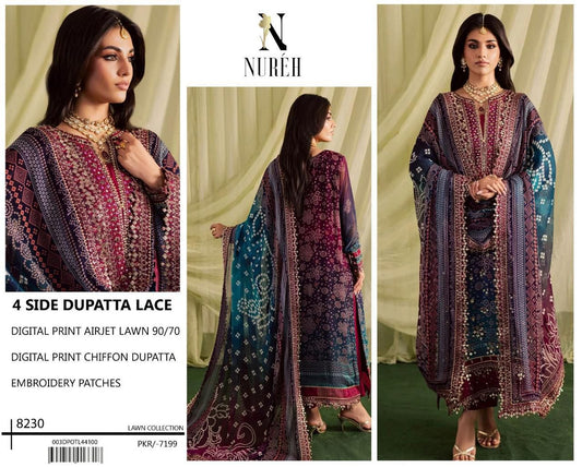 Embroidered Lawn Unstitched Summer Dress 8230-B