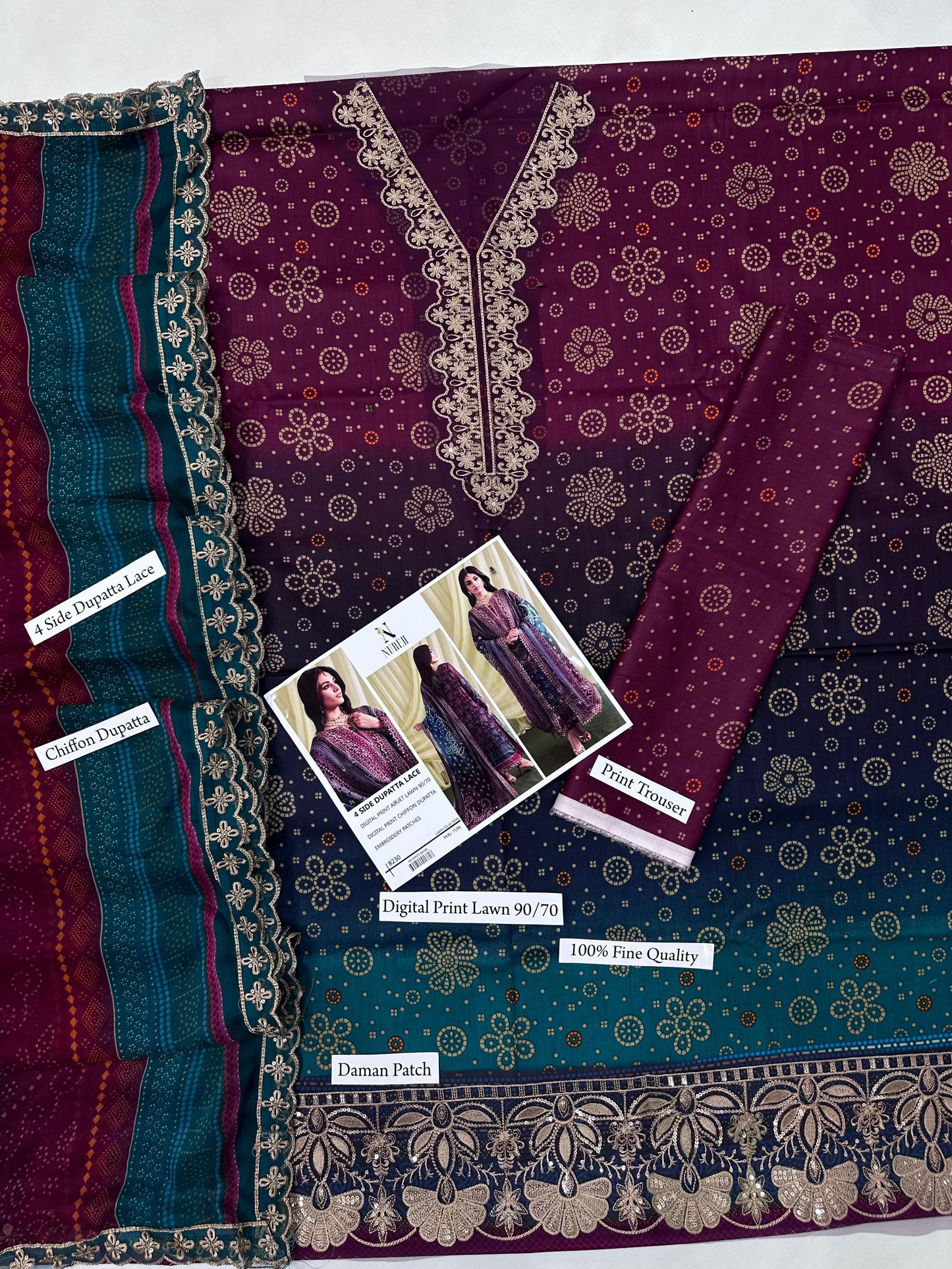 Embroidered Lawn Unstitched Summer Dress 8230-B