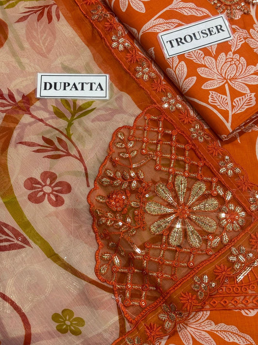 Embroidered Lawn Unstitched Summer Dress