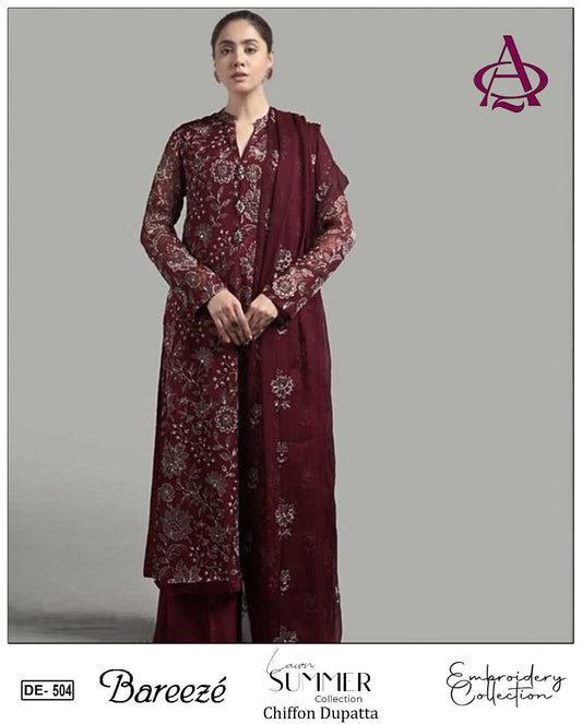 Embroidered Lawn Unstitched Summer Dress DE-504