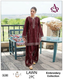Embroidered 2Pc Lawn Unstitched Summer Dress - AL-000