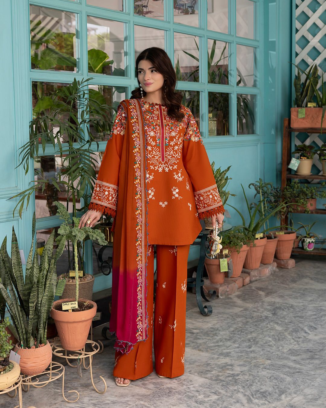 3-Piece Peezwan Inspired Premium Embroidered Dhanak Suit FF-591
