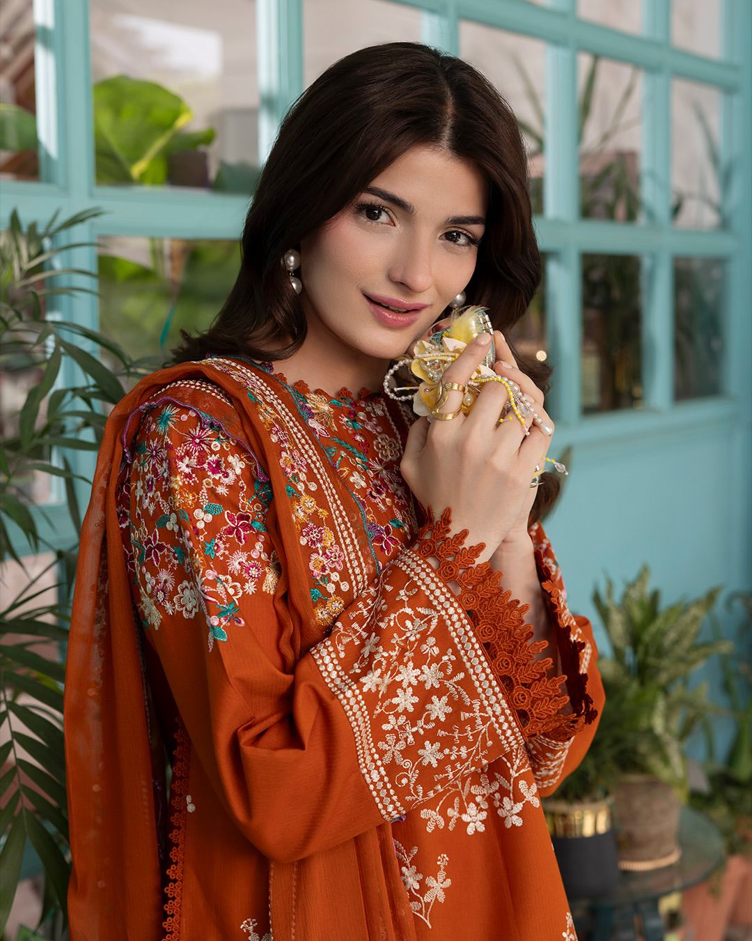 3-Piece Peezwan Inspired Premium Embroidered Dhanak Suit FF-591